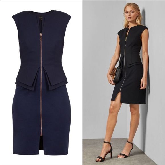 Ted Baker London Dresses & Skirts - TED BAKER Structured Zip Peplum Dress